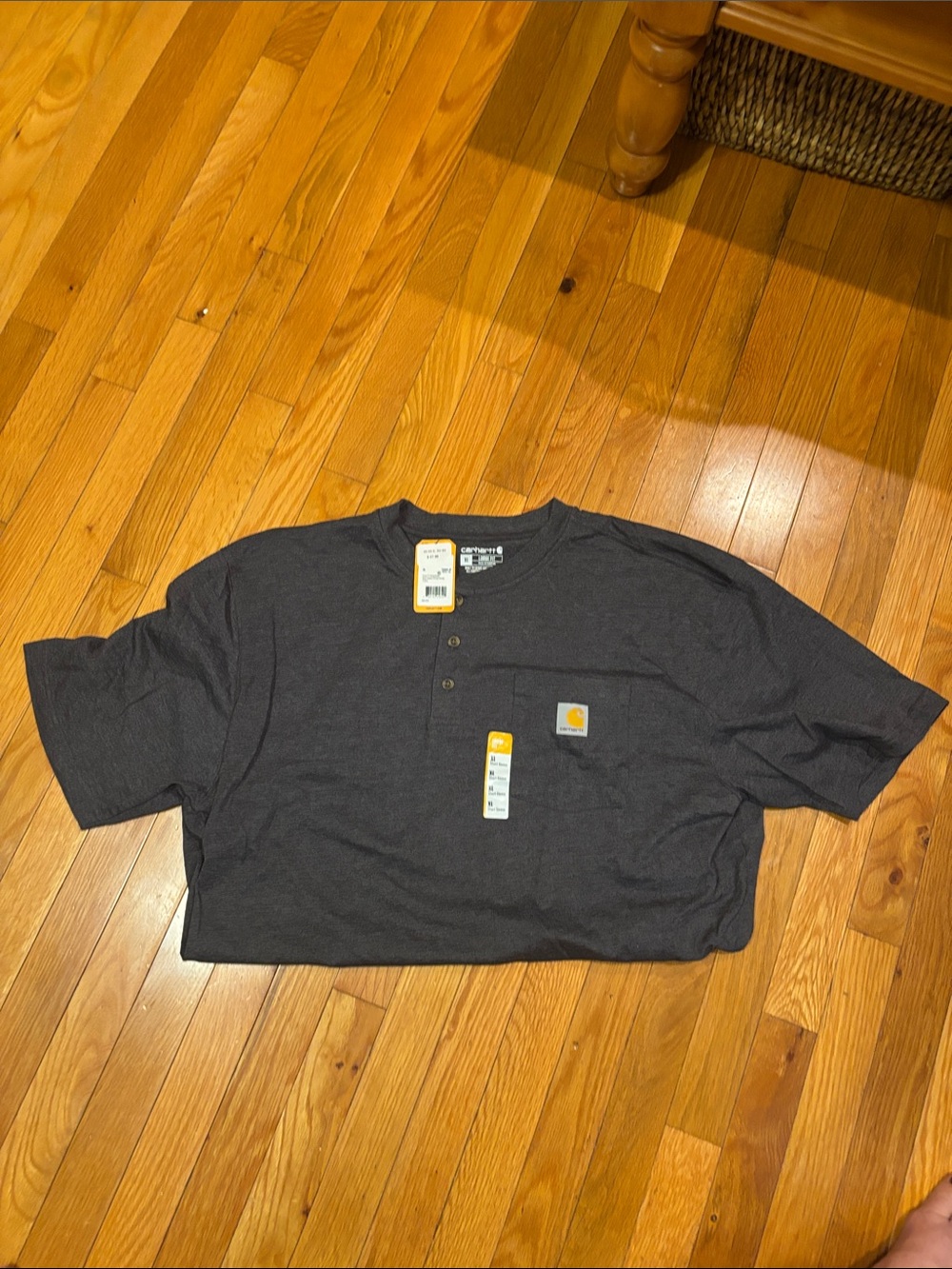 Carhartt Charcoal Short-Sleeve Henley Work Tee